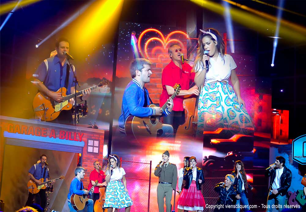 Concert enfoirés 2014 - Zenith Strasbourg - Ambiance Rock'n Roll avec Grégoire, Michael Jones, Amel Bent, Jean-Jacques Goldman, Patrick Fiori, Mimi Mathy